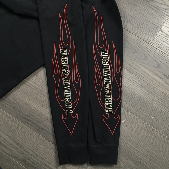 Harley Davidson Flames Long Sleeve T-Shirt Black Motorcycles Tee Medium - Picture 9 of 13